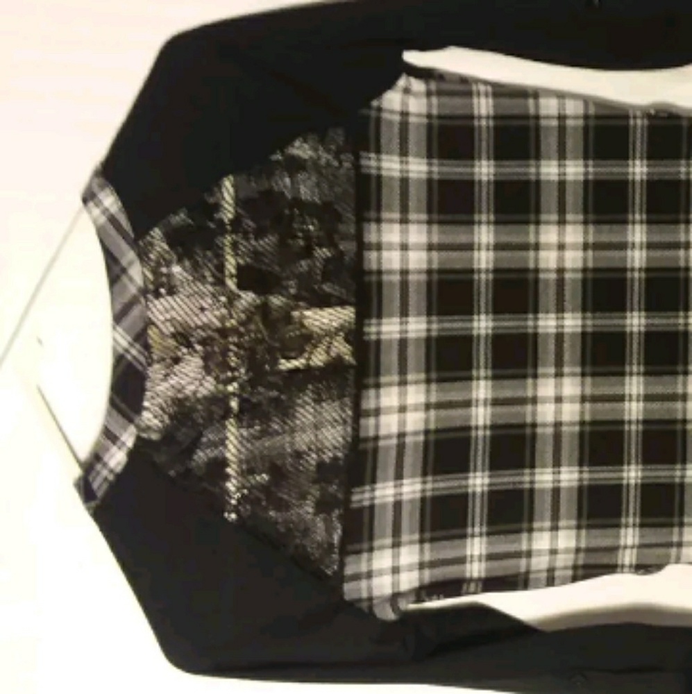 $39 Ultra Flirt XXS Plaid Tab Sleeve Tunic Henley - Picture 3 of 4